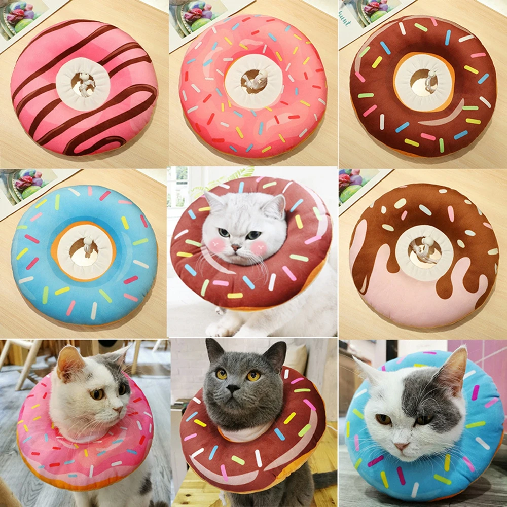 

Adjustable Cat Cone Collar Soft Cute Cat Recovery Collar After Surgery Elizabethan Collars for Kitten Wound Healing Protective