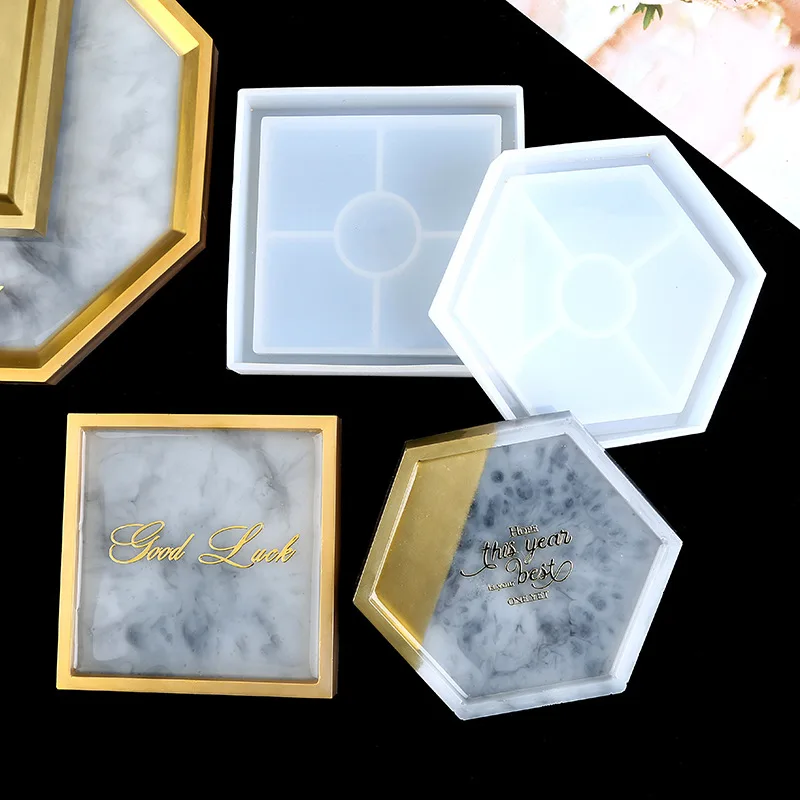 

Coaster Resin Silicone Mold Round Square Shape Base Epoxy UV DIY Craft Making Wine Glass Coffee Coaster Tray Crafts Jewelry Tool