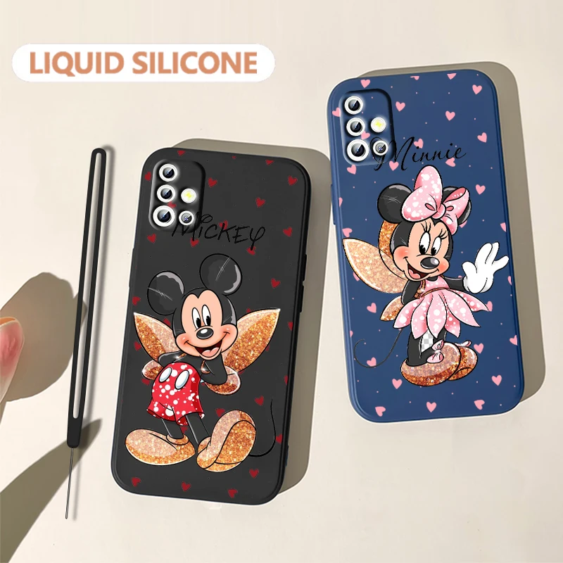 

Mickey Mouse Cartoon For Samsung Galaxy A71 A51 A81 A91 A41 A31 A21S A11 A01 A50 A30 A20S Liquid Rope Phone Case Coque Capa