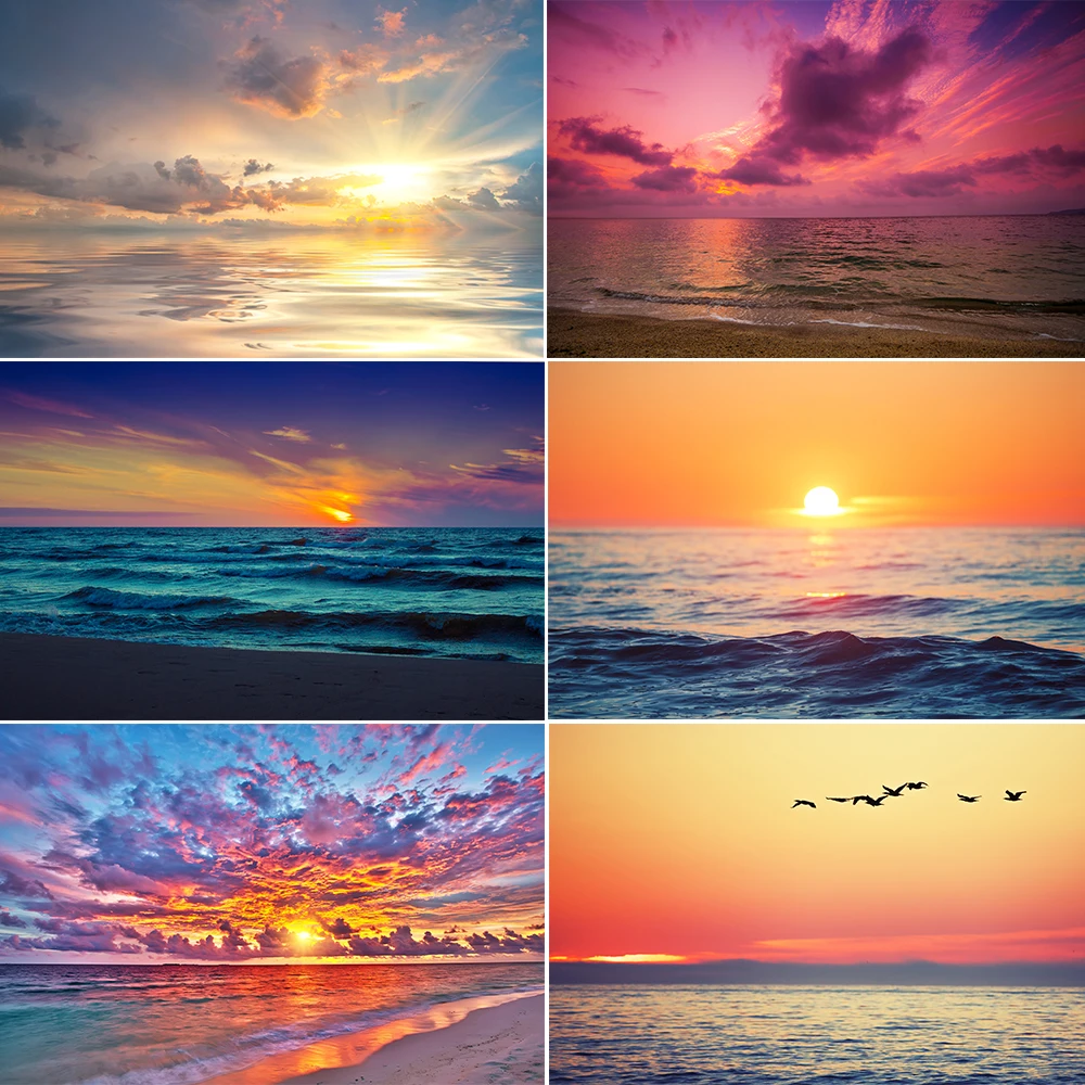 

Seaside Beach Sky Cloud Sunset Natural Scenery Backgrounds Holiday Portrait Decor Photo Booth Studio Shoot Photography Backdrops