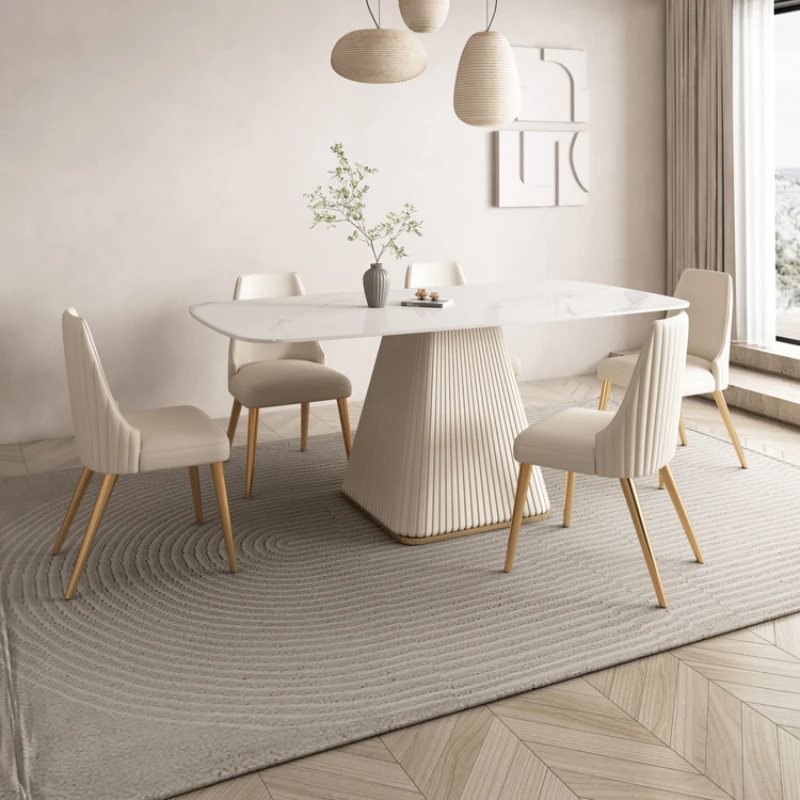 

Plate Dining Tables and Chairs Set Set Home Small Apartment Modern Minimalist French Entry Lux Nordic Cream Style Silent Style