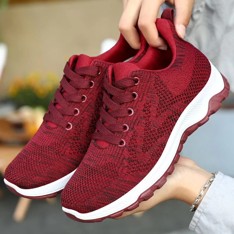 

Кроссовки женские сетчатые, дышащие, на толстой подошве, на шнуровке, Вулканизированная подошва, модная весенняя обувь