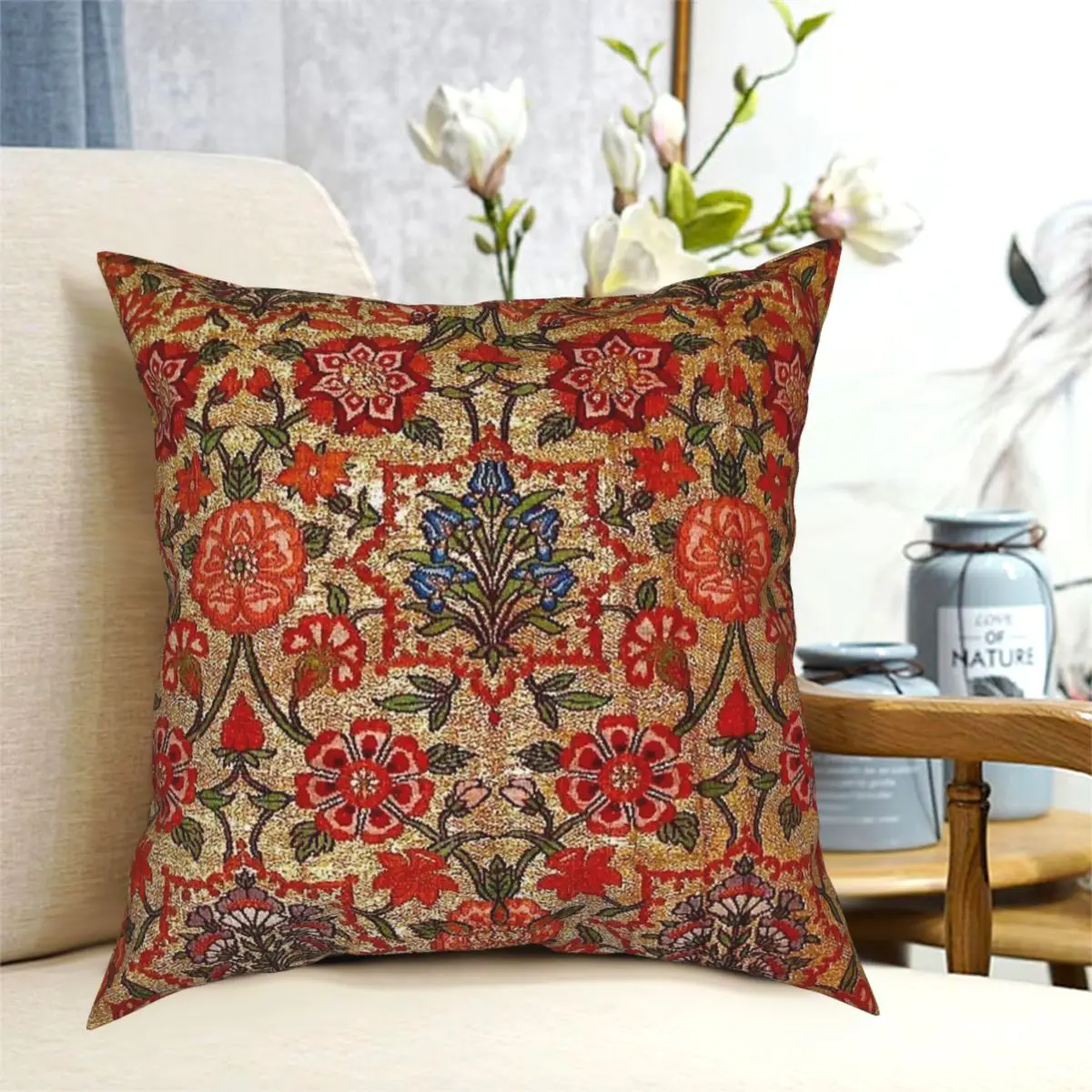 

Ancient Turkish Tapestry Square Pillowcase Polyester Creative Zip Decorative Pillow Case for Home Cushion Cover