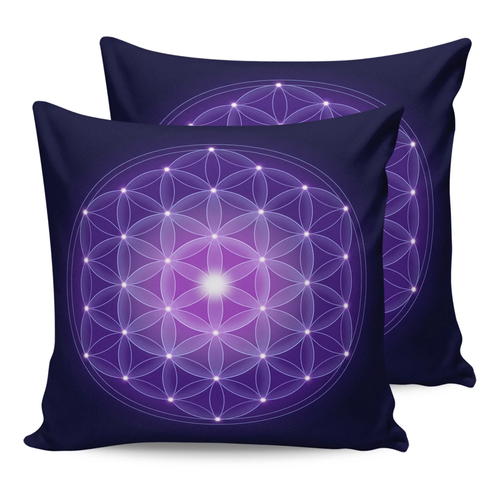 

2PCS Pillowcases Purple Flower Of Life Cushion Cover Home Bedding Living Room Decorative Couch Throw Pillow Case