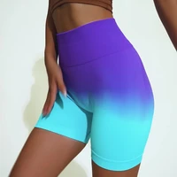 women work out seamless shorts yoga training sports wear gradient high waist hip lift tight skinny fitness gym breathable shorts