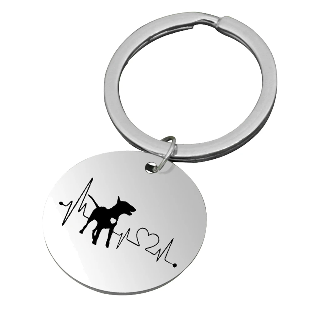 

Heartbeat Chihuahua Bulldog Dachshund Bull Terrier KeyChain Jewelry Cute Puppy Dog Key Ring