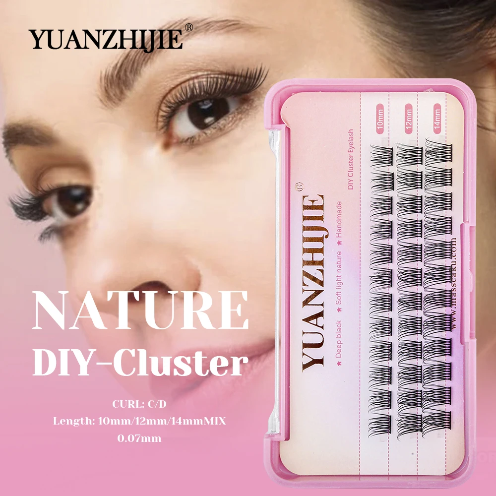 Оптовая продажа с фабрики YUANZHIJIE DIY кластеры ресниц 10/12/14 мм смешанная длина мягкие