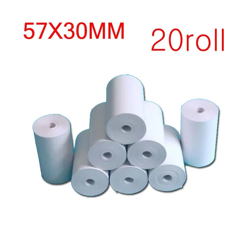 20rolls thermal paper 57 x 30 mm POS printer mobile bluetooth cash register paper rollfor Paperang & Peripage Mini Printer