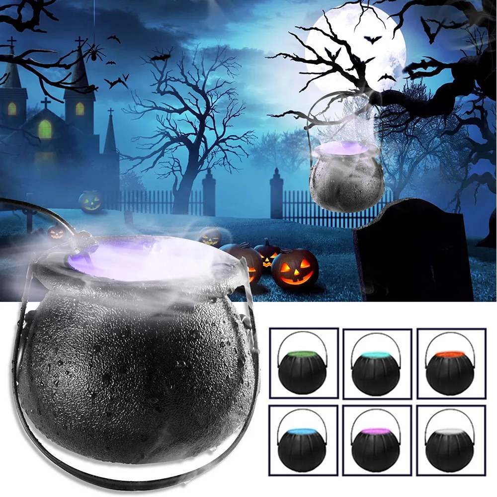 

Дым-машина для Хэллоуина с ведьмой, баночка для ведьмы, противотуманная лампа, ультразвуковой небулайзер, водяной фонтан, фоггер, меняющий ц...