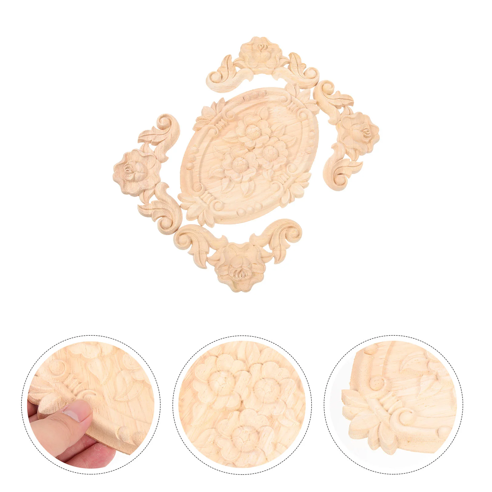 

5pcs Unpainted Decorative Carving Applique Onlay Craft Applique Cabinet Decor Furniture Corner Decal