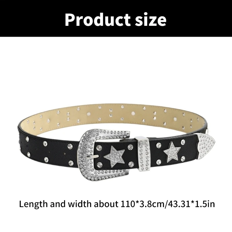 Пояс в стиле гранж цепочка для тела с блестящими стразами и шипами женщин мужчин