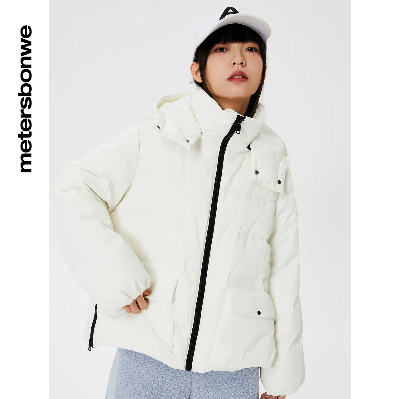 Metersbonwe Long Hooded Down Jacket Women Winter Warm Coat Anti-snow Down Coat Brand Outerwear Profile Pocket Warm Coat Brand