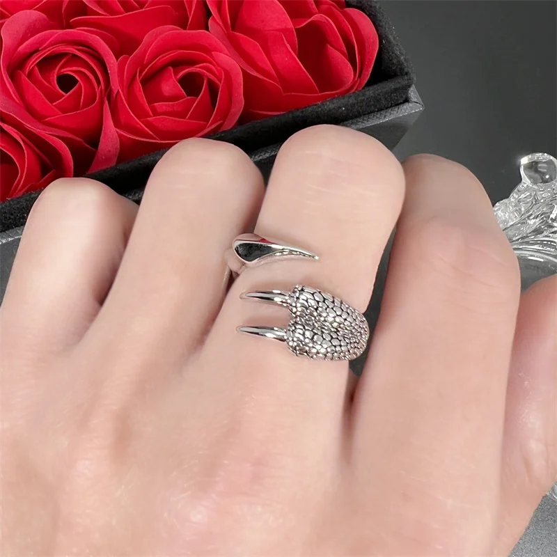 

Винтажное кольцо в виде дракона с когтями, Открытое кольцо для творческой личности, мужской индекс, характерное кольцо с когтями, серебро 925 пробы, Женские Ювелирные изделия