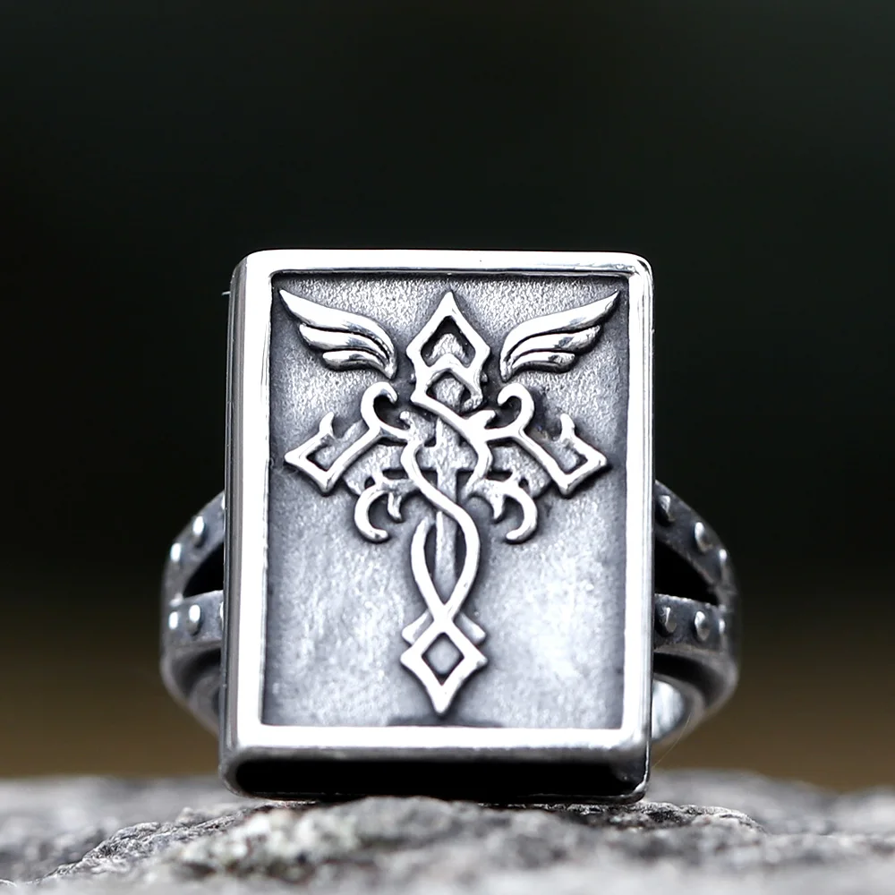 

2023 harm Stainless Steel Hip Hop Bladed Ring Fashion Punk Rock Black Silver Color Ring Lover Couple Rings for Man And Women