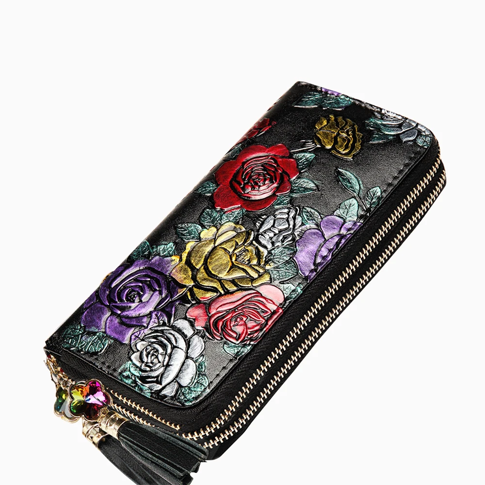 

Women's Wallet For Women Luxury Brand Genuine Leather Wallet Double Zipper Wallet Clutch Bag Fashion Phone Bag Women Carteiras