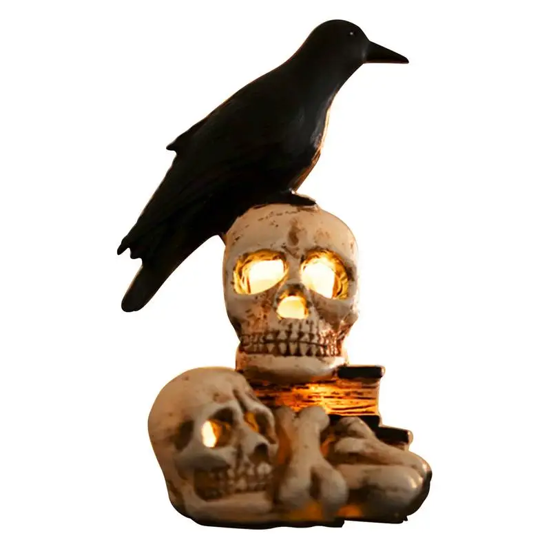 

Halloween Table Centerpiece Crows Halloween Decorations Lighted Resin Skull Statue Halloween Skull Statue For Tabletop Desk Home