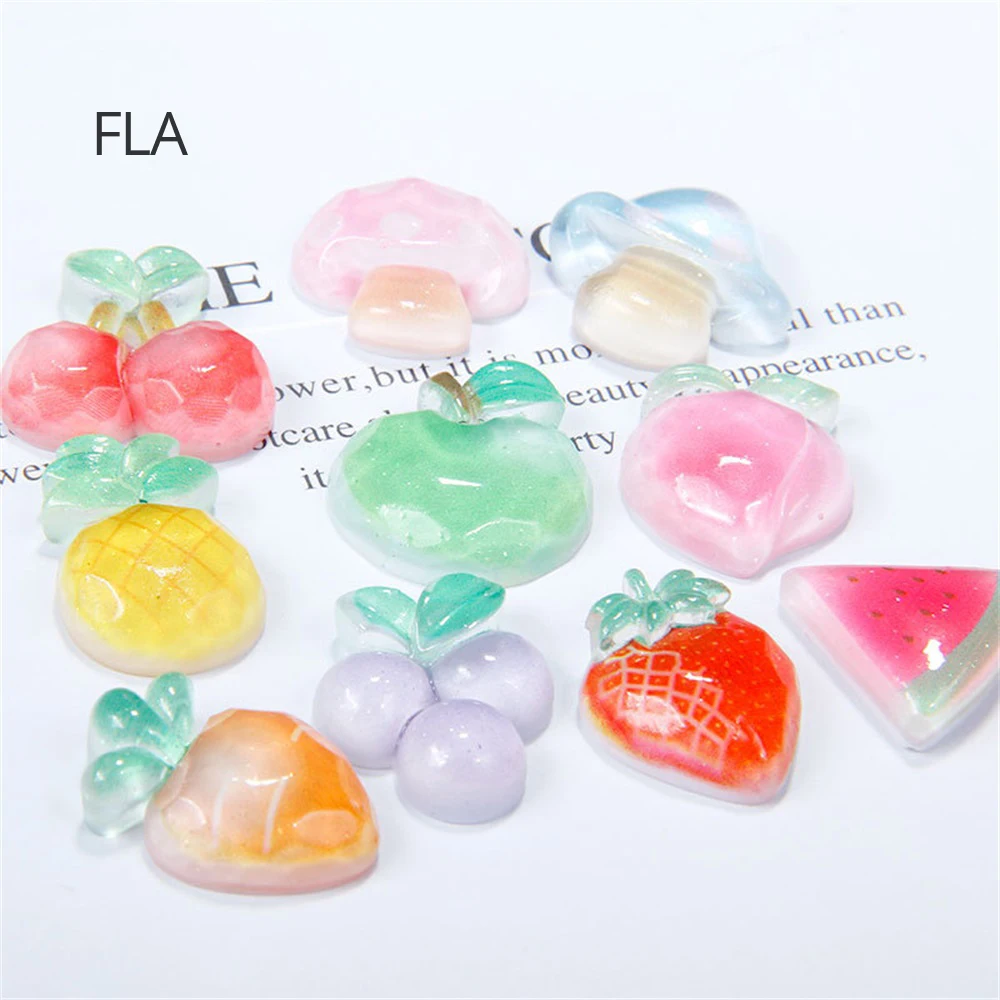 

10pcs Miniatures DIY Phone Case Décor Mini Transparent Fruit Refrigerator Décor Hair Décor