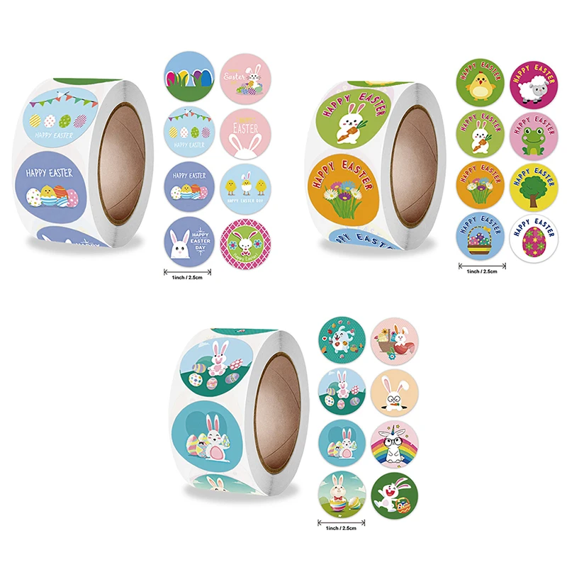 

1pc Happy Easter Stickers Cute Rabbit Self Adhesive Seal Label Sticker For Easter Party Kids Gift Bag Decor Tags Handmade