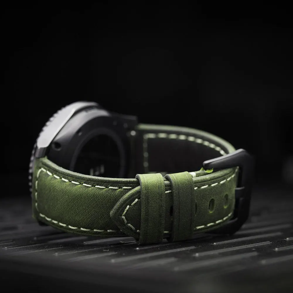 20mm 22mm PU Leather Watch Band For Amazfit Huawei Samsung Galaxy Watch Gear S3 Active2 46mm 42mm Strap Replacement Bands