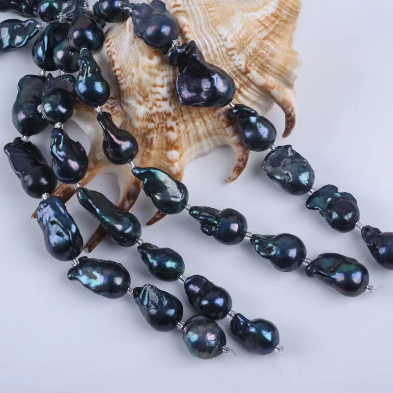 Оптовая продажа черный пресноводный жемчуг в форме огненного шара стиле барокко