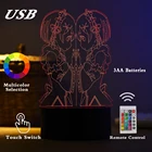 Аниме 3d лампа Rem и Ram от Re Zero Начальная жизнь в другом мире светильник для спальни Декор подарок на день рождения светодиодный светильник