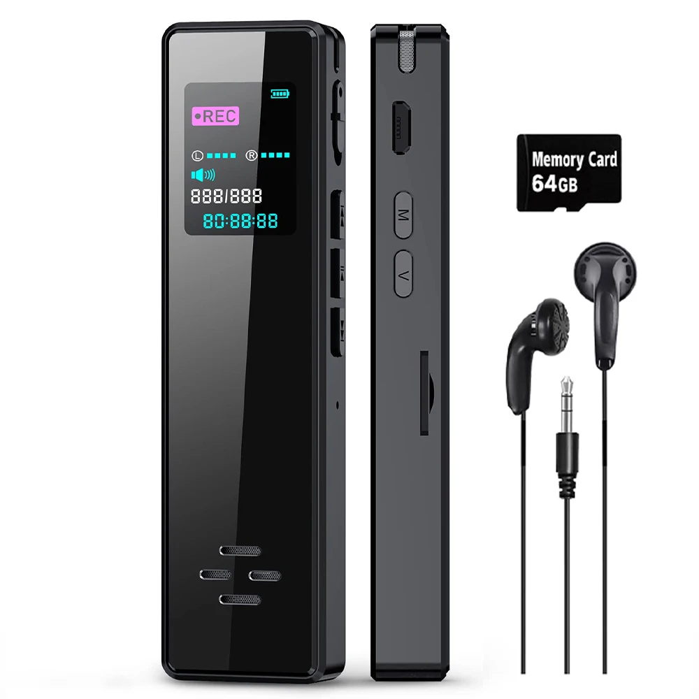 

Smart Digital Voice Recorder with Playback Audio for Lectures Meetings Recording Device Dictaphone Sound