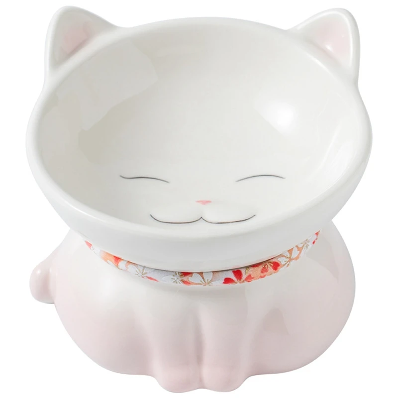Ceramic Cat And Dog Bowl Overhead Plate Neck Guard Overturning Pet Food Feeder Supplies Cat Small Dog Pet Bowl