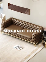 mufandi port style light luxury leather sofa postmodern living room small family simple leather sofa combination