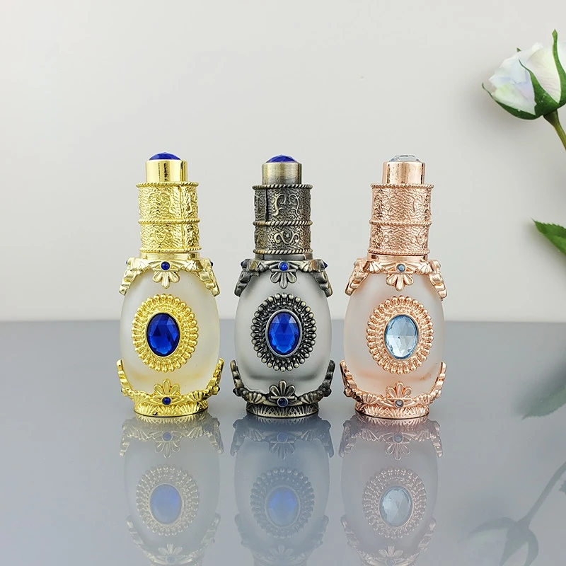 

2PCS 12ml Empty Press Straw Refined Oil Bottle Middle East Perfume Glass Bottle Tattoo Color Makeup Container Free Packing Tool