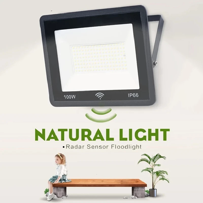 Outdoor Lighting Flood Light Refletor LED Projector With Sensor 220V Auto Deley Foco LED Exterior 50W 100W Street Lamp Wall Lamp