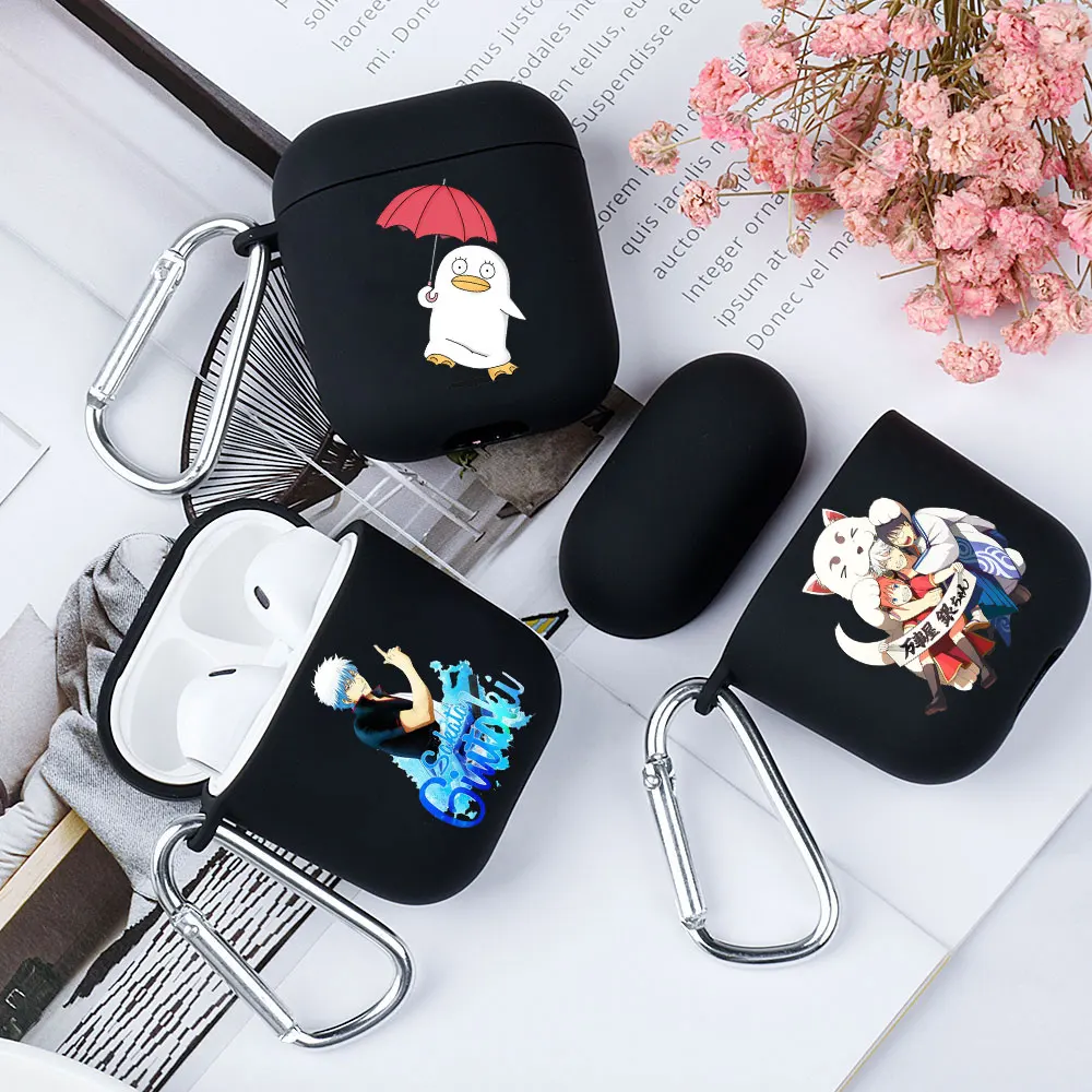 Animie Gintama Sakata Gintoki Kagura Earphone Case For AirPods 1 2 3 Pro Black Soft silicone wireless Bluetooth headphone case