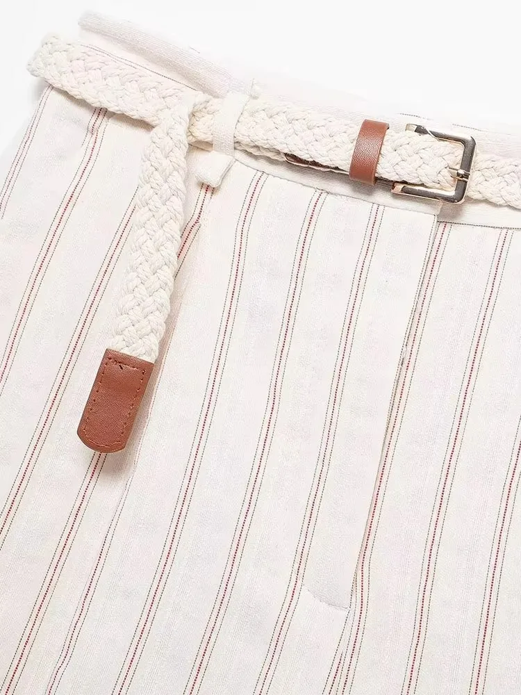 Модный комплект шорт в полоску для женщин однобортный жилет без рукавов с