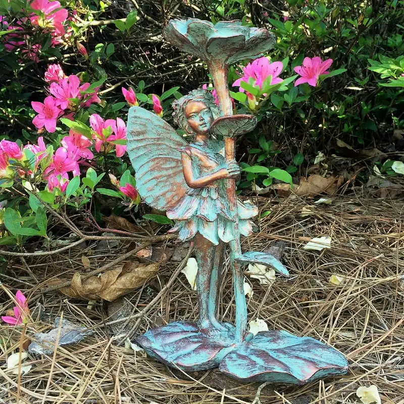 

Isabella Fairy in Bronze Patina Home Patio & Garden Statue Figurine Driftwood Ornaments Cat figure Resin charms flatback Decoden