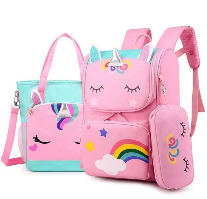 

Kids School backpack set with lunch bag For Girls Unicorn School Bag kids School Mochilas Schoolbag with handbag Student Bookbag