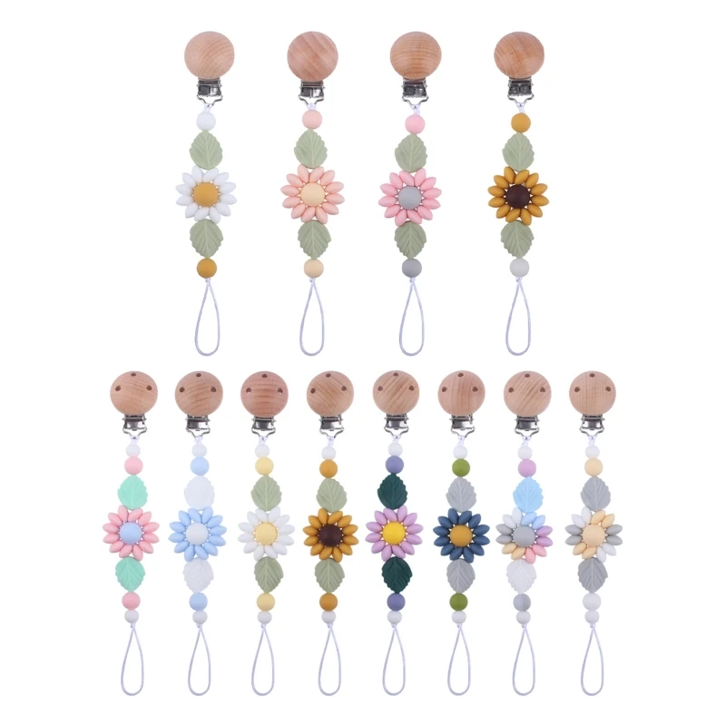 

Baby Pacifier Chain Clip Dummy Nipples Holder Clips Babies Silicone Teething Chain Toy Gifts for Cute Infant Toddlers