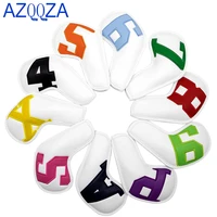 golf iron club head covers set headcovers big colorful number long neck pu leather golf clubs 10pcspack whitecolor number