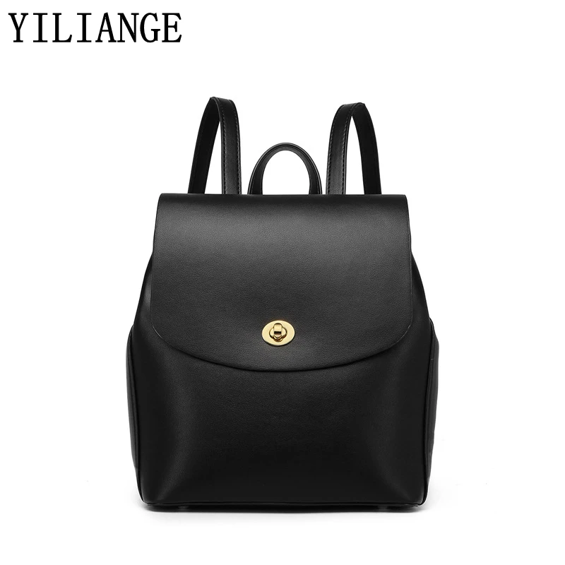 Street trend contrast color Women's backpack Vertical square large capacity laptop bag  Leather stitching simple fashion handbag