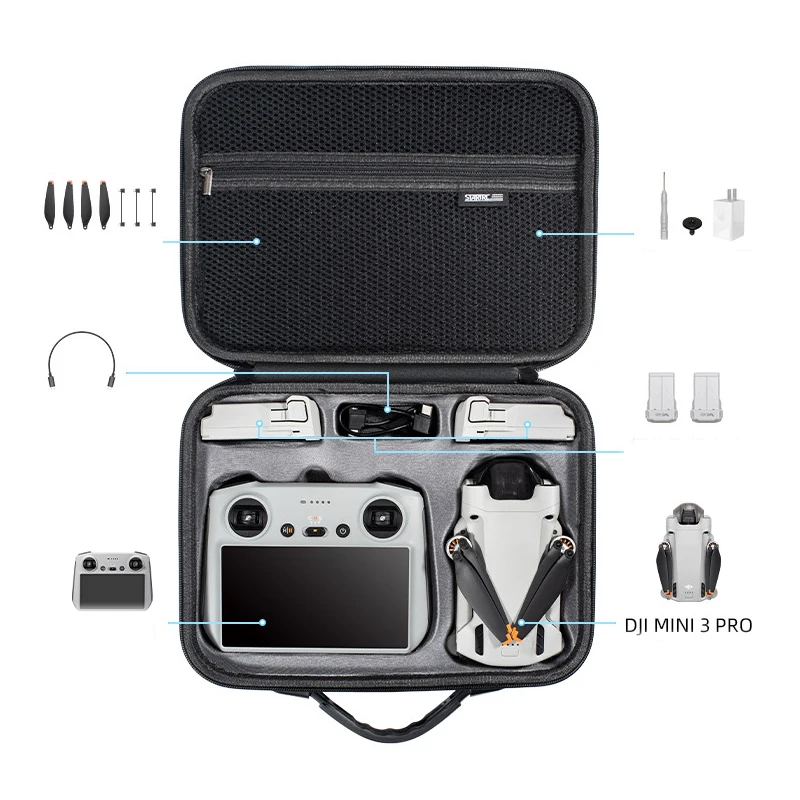 DJI Mini 3 Pro Portable Shoulder Bag PU Carrying Case for DJI Mini 3 Drone Handbag RC Remote Controller Accessories Storage Bag