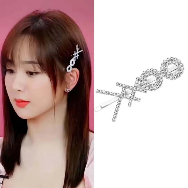 

Women Girls Barrettes Korean Style Diamond Alloy Clip Rhinestone Edge Clip Hair Clip