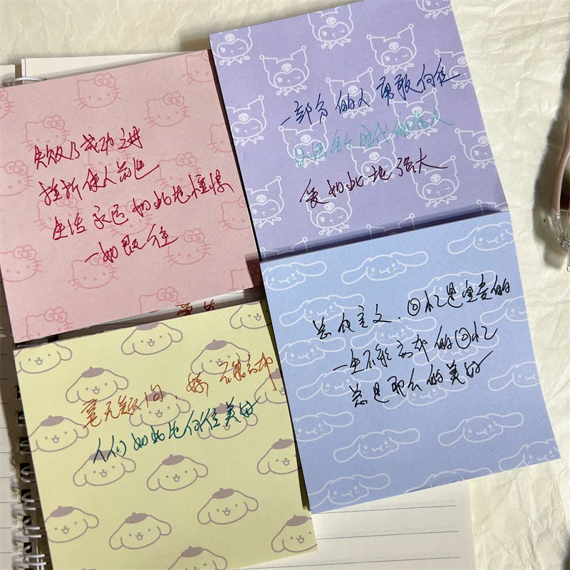 

Kawaii Sanrio Hello Kitty Kuromi Cinnamoroll Pompompurin Notepad Cute Message Paper Hand Account Ornament Paper Children's Gift