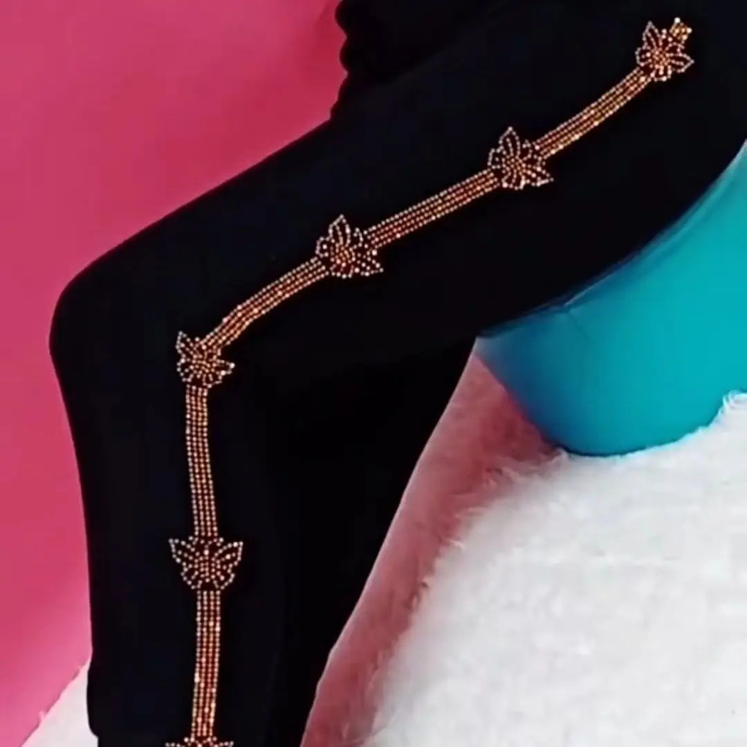 Женские леггинсы с блестками черные и Серебристые брюки-карандаш высокой талией