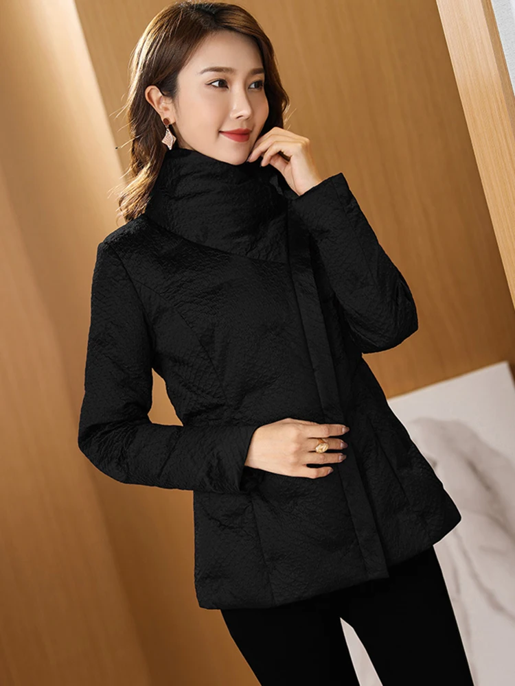 New Women Winter Down Jacket Casual Fashion Stand Collar Lightweight Warm Short White Duck Down Coat Purple Slim Outerwear