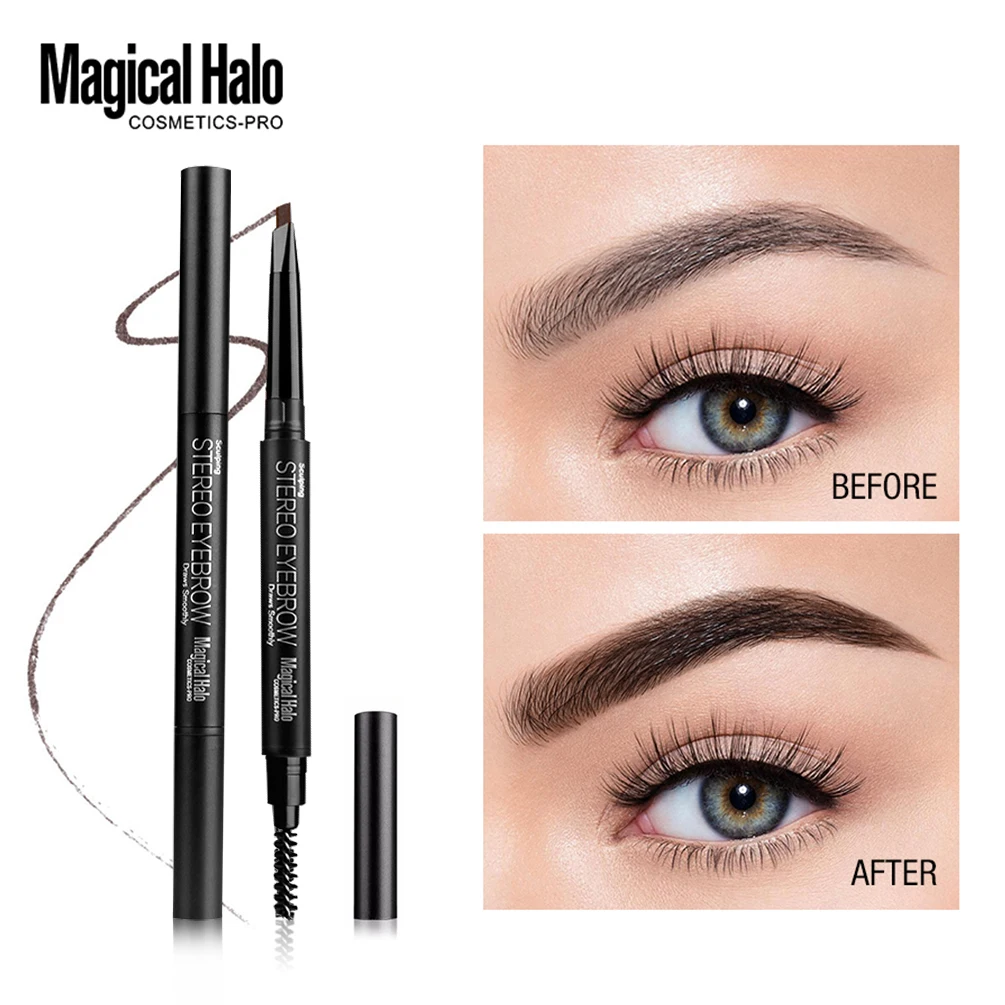 

Magical Halo Double Head Ultra Slim Triangle Eyebrow Pencil Precise Brow Definer Long Lasting Waterproof Smudge Eyebrows Pen