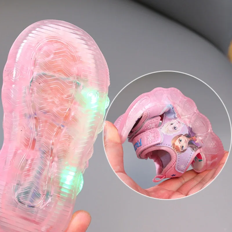 Сандалии С Подсветкой Принцессы Диснея И Эльзы Для Детей Летние Спортивные