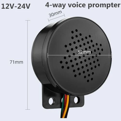

Новый автомобильный запуск голоса, индивидуальный голосовой пассажир, напоминание, 4-канальный голосовой динамик 12-24 В, звуковой сигнал, звуковой сигнал, сирена заднего хода, зуммер