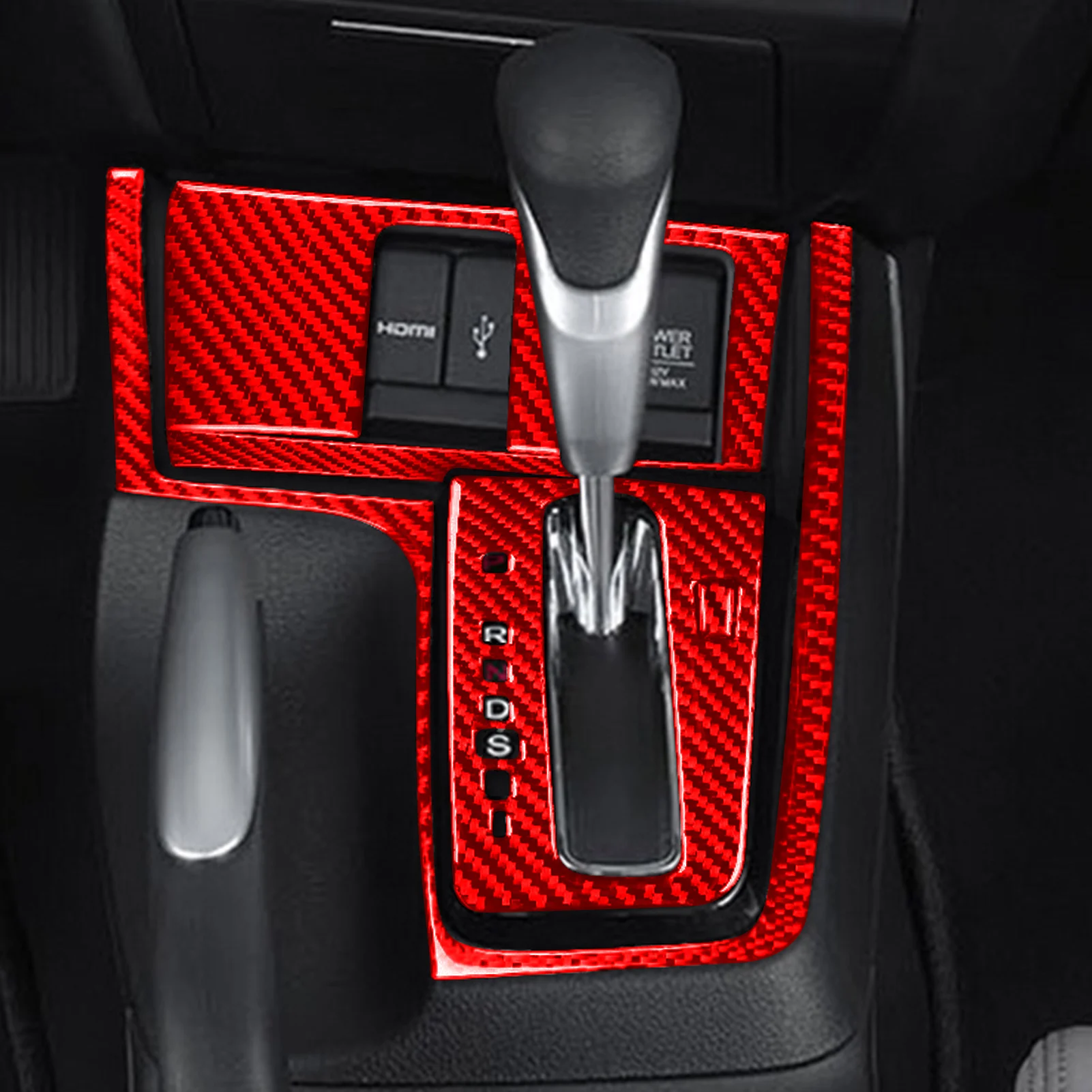 Красная центральная консоль из углеродного волокна для Honda Civic 9 2012-2015