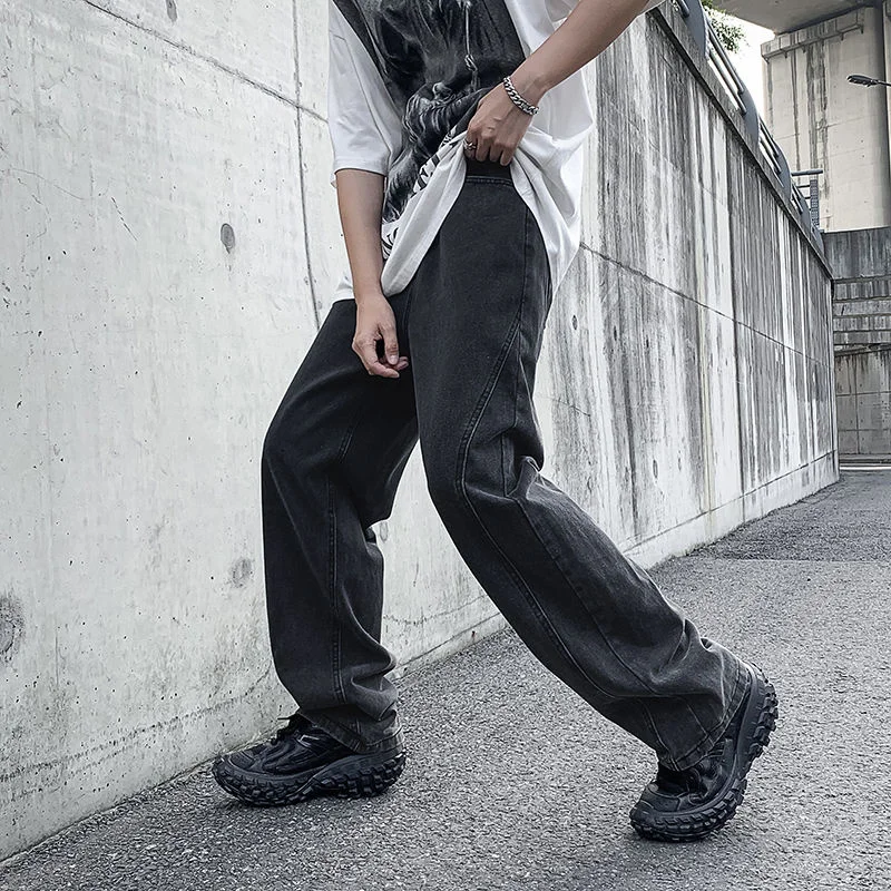 White Blue Black Baggy Jeans Men Fashion Casual Straight Jeans Mens Japanese Streetwear Loose Hip Hop Denim Pants Mens Trousers