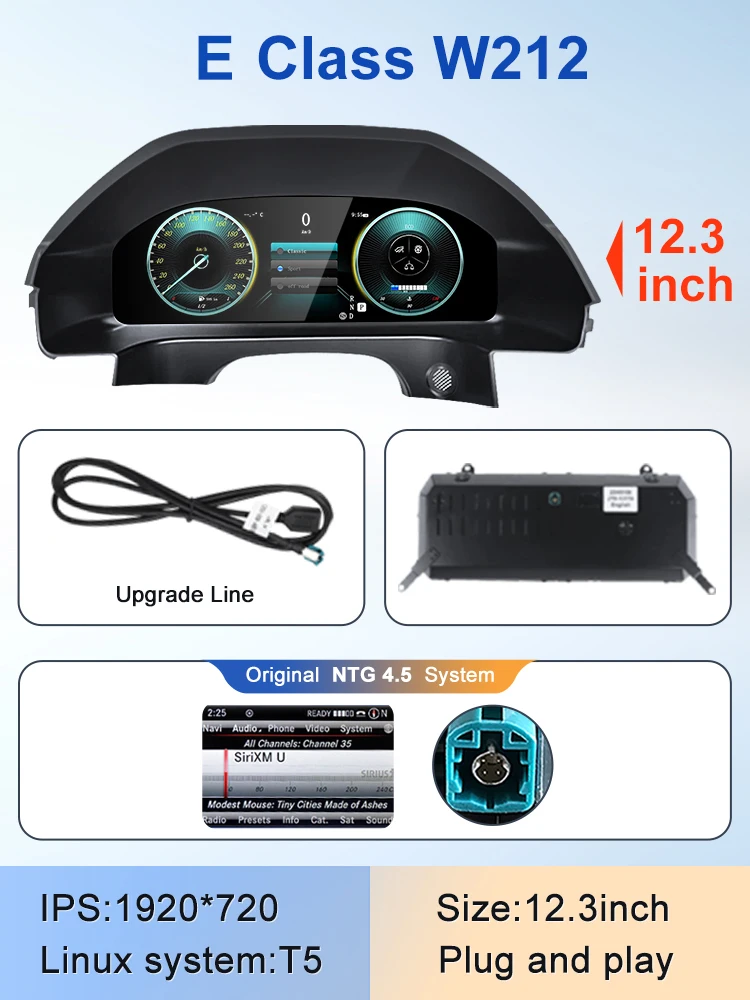 

Для Mercedes Benz E class W212 NTG 4.5 4.0 E300 Автомобильный ЖК-дисплей Приборная панель Цифровой кластерный инструмент 12,3-дюймовая панель QLED Система Linux
