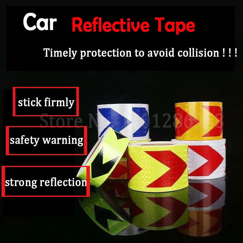 

5cm*300cm Reflective Stickers Safety Mark Warning Waterproof Strong Stickiness Car Truck Motorcycle Night Light Luminous Tape