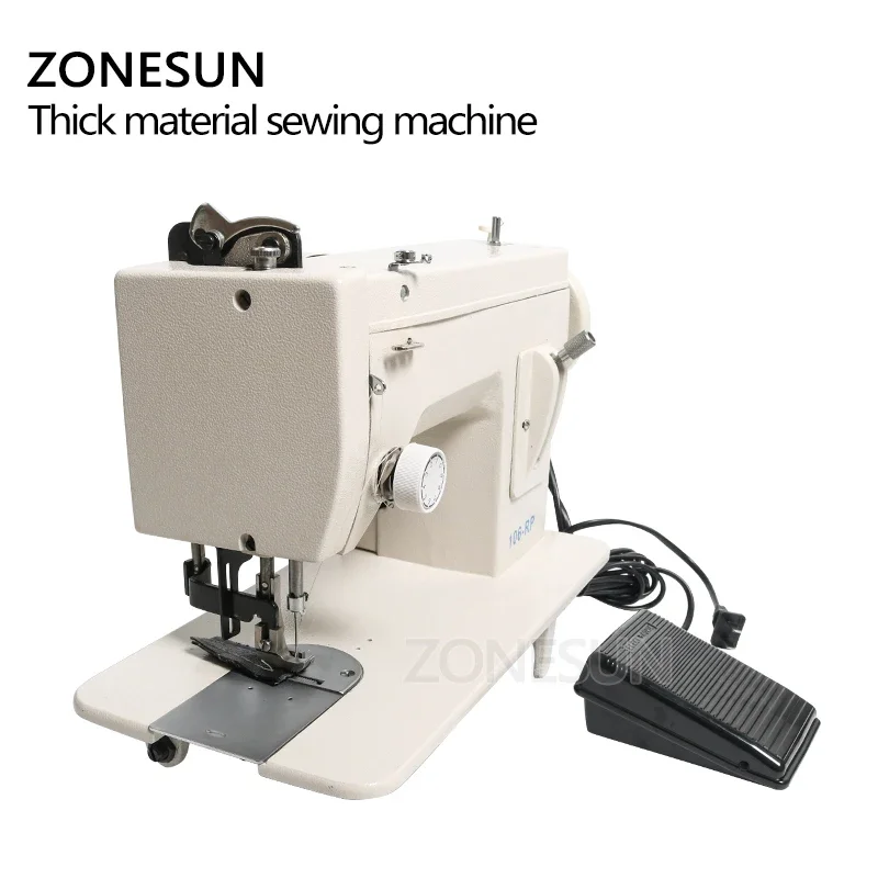 Фото ZONESUN 106-RP-прямая бытовая швейная машина, меховая кожаная одежда, толстый швейный инструмент, инструмент для шитья из плотного материала №4